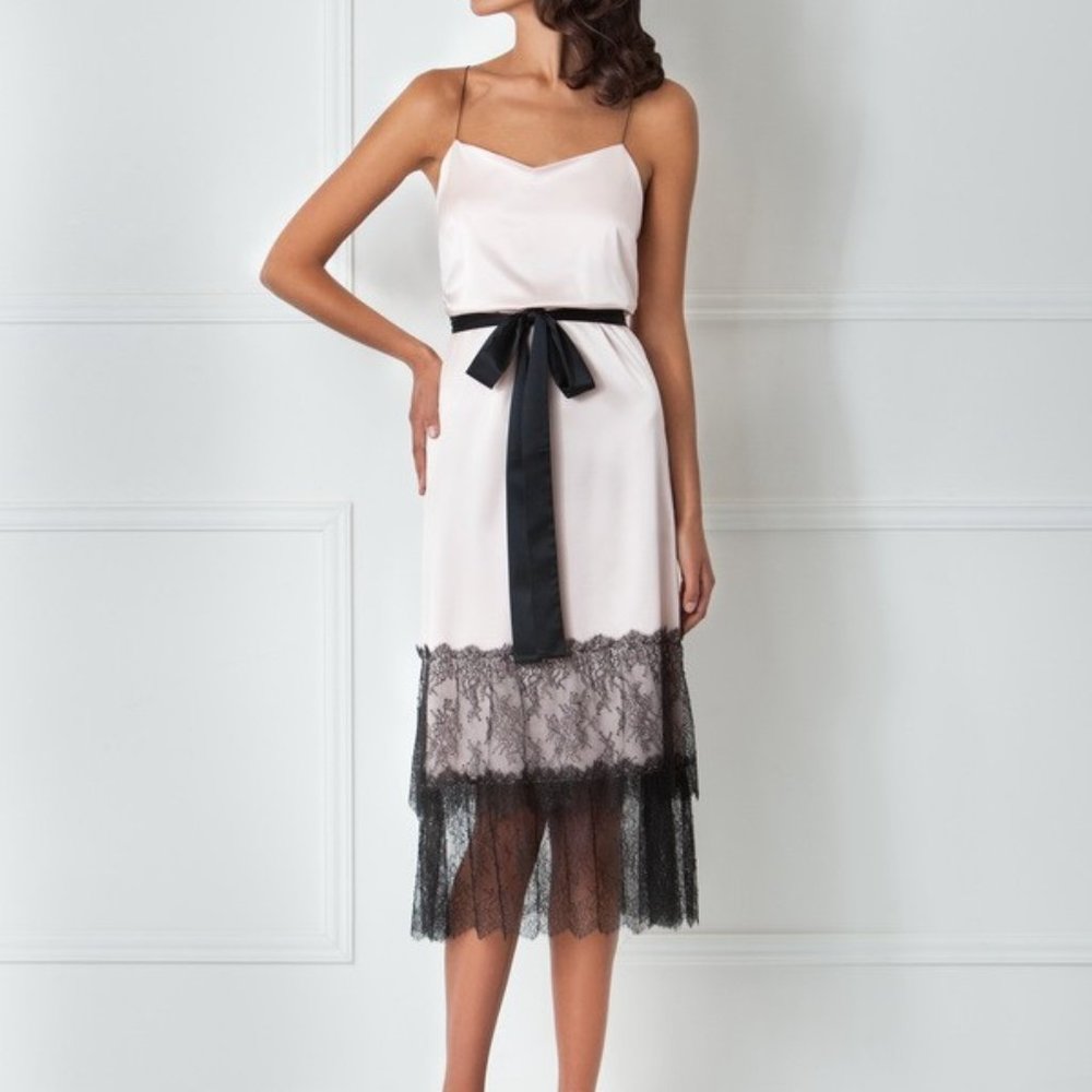 IVORY SATIN MIDI DRESS
